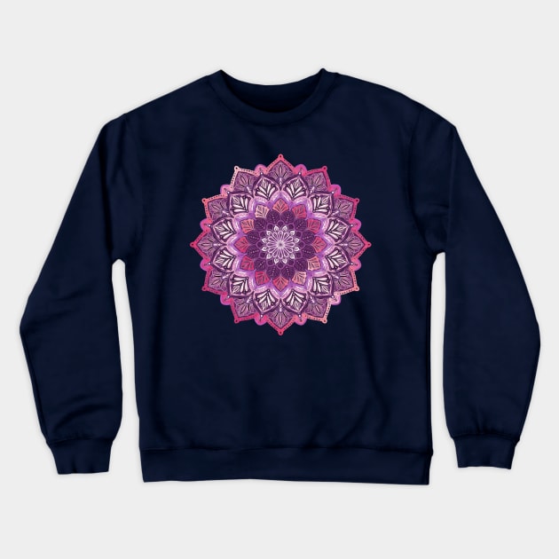 Boho Mandala in Deep Purple and Pink Crewneck Sweatshirt by micklyn